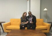 Lauren Lapkus with Shaun Diston, a guest on her show "With Special Guest Lauren Lapkus."