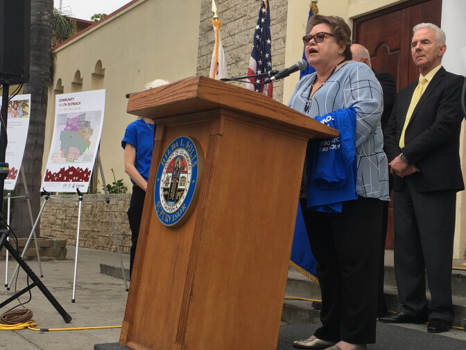 Longtime Boyle Heights resident Teresa Marquez urged her neighbors near the former Exide Technologies plant to speak with the outreach workers.