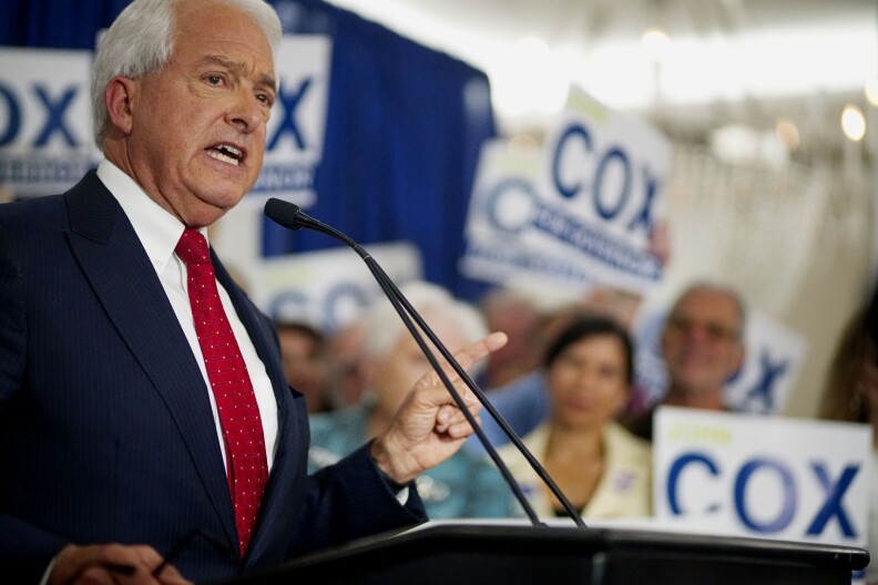 California GOP Gubernatorial Candidate John Cox speaks during an election eve party at the U.S. Grant Hotel on June 5, 2018 in San Diego. Cox, a businessman from Rancho Santa Fe, CA, is the leading Republican candidate for governor of California.