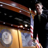WASHINGTON, DC - MARCH 24:  U.S. Speaker of the House Paul Ryan departs after delivering remarks and taking questions at a press conference at the U.S. Capitol after President Trump's healthcare bill was pulled from the floor of the House of Representatives March 24, 2017 in Washington, DC. In a big setback to the agenda of President Donald Trump and the Speaker, Ryan cancelled a vote for the American Health Care Act, the GOP plan to repeal and replace the Affordable Care Act, also called 'Obamacare.' (Photo by Win McNamee/Getty Images)