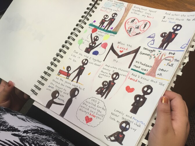 Recently, Glorianna made a comic of scenes she dreamed of with her mom using the lyrics of "When She Loved Me" from "Toy Story 2".