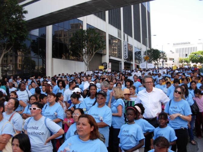 Charter schools supporters rally for L.A. Unified reform plan.