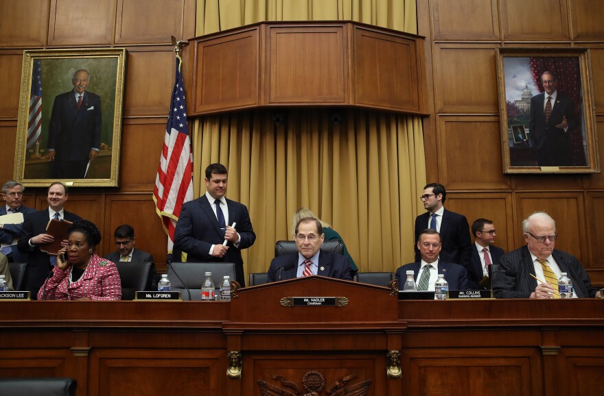 WASHINGTON, DC - APRIL 03: House Judiciary Chairman Rep. Jerrold Nadler (D-NY) (C) conducts a House Judiciary Committee markup vote on a resolution to issue a subpoena to the Justice Department to receive the full unredacted Mueller report, on Capitol Hill April 3, 2019 in Washington, DC. The committee voted 24-17 and passed the resolution in favor of a subpoena. (Photo by Mark Wilson/Getty Images)
