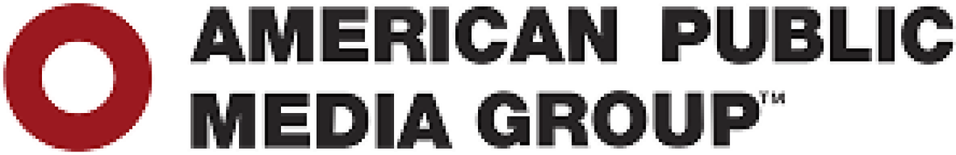 Thick edged red circle next to text American Public Media Group