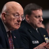 WASHINGTON, DC - JANUARY 05:  Director of National Intelligence James Clapper (L) and United States Cyber Command and National Security Agency Director Admiral Michael Rogers testify before the Senate Armed Services Committee in the Dirksen Senate Office Building on Capitol Hill January 5, 2017 in Washington, DC. The intelligence chiefs testified to the committee about cyber threats to the United States and fielded questions about effects of Russian government hacking on the 2016 presidential election.  (Photo by Chip Somodevilla/Getty Images)
