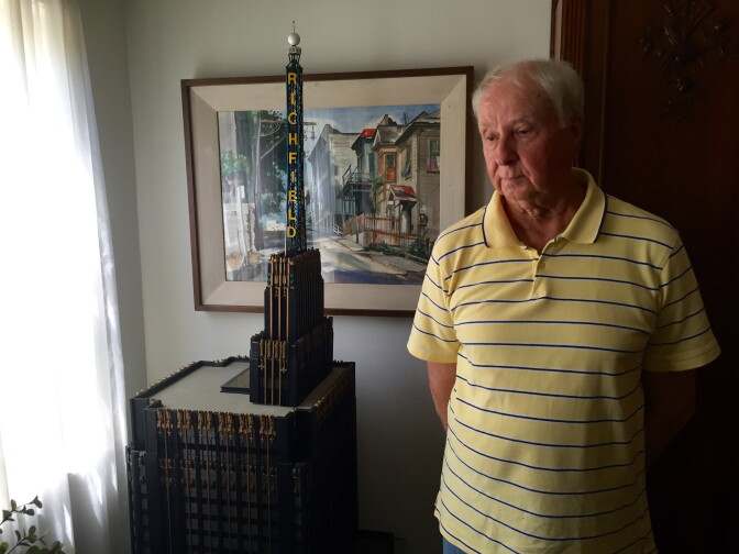 Saddened by the demolition of Richfield Tower, Gerald Cox began to craft a miniaturized version of it. It was the first of many that he's made over the years.