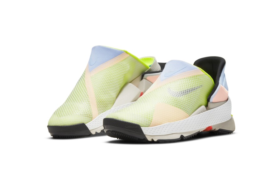 The GO FlyEase, Nike's first hands-free shoe, hinges open and closed, so the wearer just needs to slip their foot in and push down in order to put it on.