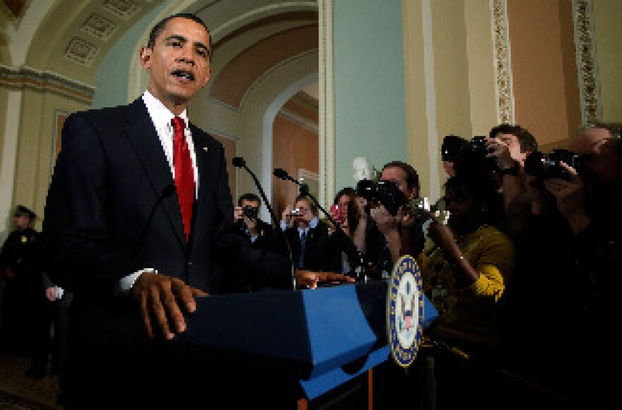 U.S. President Barack Obama makes a statement to the news media after meeting with Republicans in the House of Representatives at the U.S. Capitol January 27, 2009 in Washington, DC.