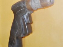 This image released by the Long Beach Police shows the black pistol grip water hose nozzle held by Doug Zerby before being shot to death by Long Beach Police officers.