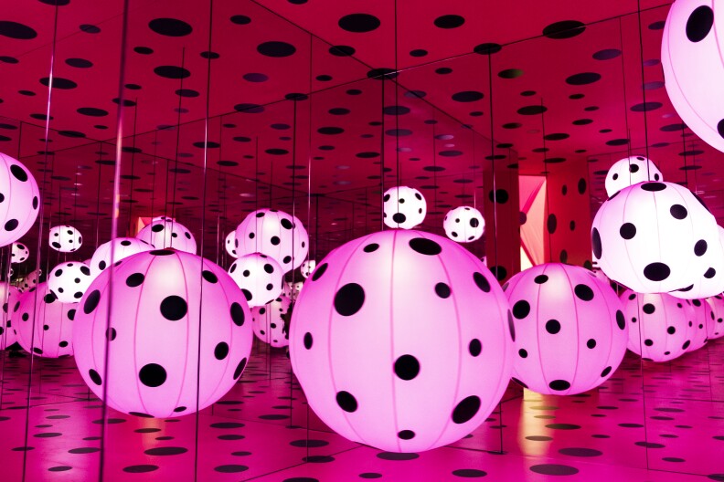 Yayoi Kusama's Infinity Mirrors, a special exhibition that opens on Saturday at The Broad, contains six mirror room installations. Museum-goers have 30 seconds inside each room.