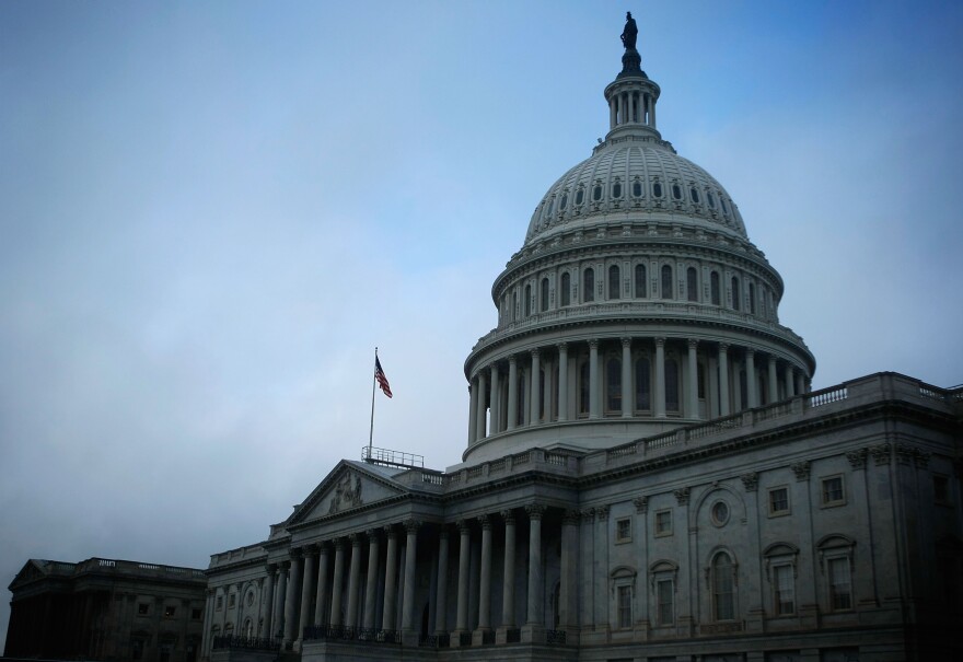 WASHINGTON - SEPTEMBER 27: The U.S. Capitol is shown during a rare Saturday session on Capitol Hill September 27, 2008 in Washington DC. Negotiations continue today in Congress on current financial bailout package.  (Photo by Mark Wilson/Getty Images)