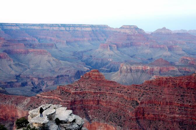 Grand Canyon, UNITED STATES: View of the Grand Canyon, Arizona, 05 April 2007. The Canyon, created by the Colorado River cutting a channel over millions of years, is about 277 miles long (445.7kms), ranges in width from 0.25 to 15 miles (0.4-24kms), and attains a depth of more than a mile (more than 1.6kms). Nearly two billion years of the Earth's history has been exposed as the Colorado River and its tributaries cut through layer after layer of sediment as the Colorado Plateaus have uplifted.    AFP PHOTO/Gabriel BOUYS (Photo credit should read GABRIEL BOUYS/AFP/Getty Images)