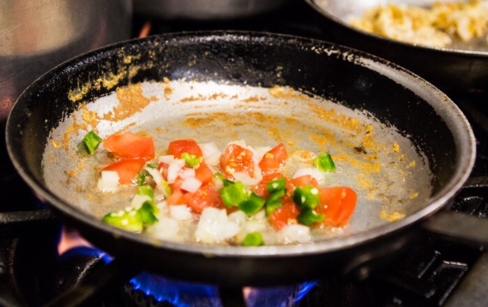 The makings of a migas taco at Joe's Bakery in Austin, Texas.