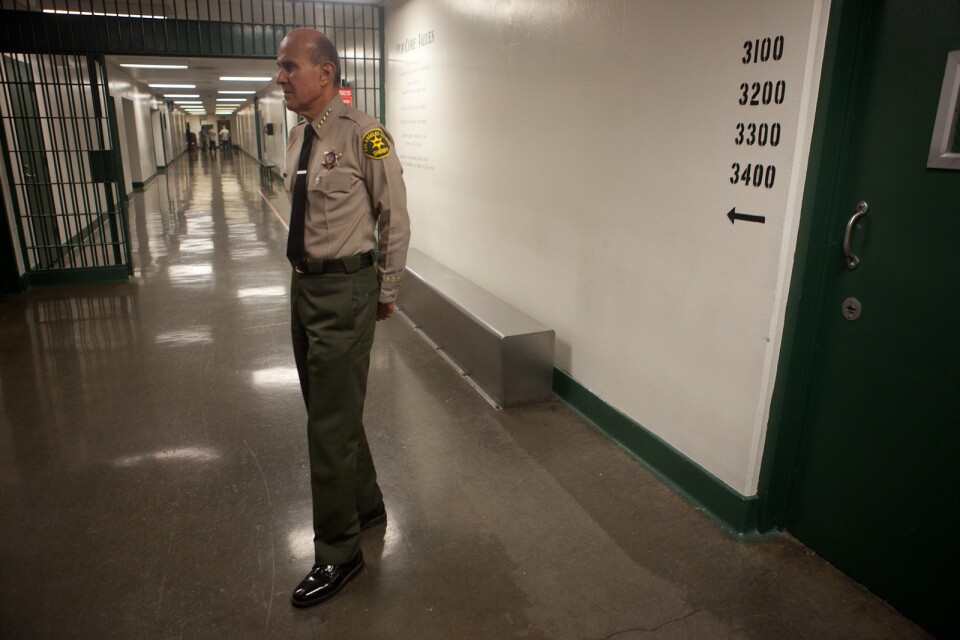 L.A. County Sheriff Lee Baca conducts an inspection of Men's Central Jail in Downtown Los Angeles in this photo from December 2011.