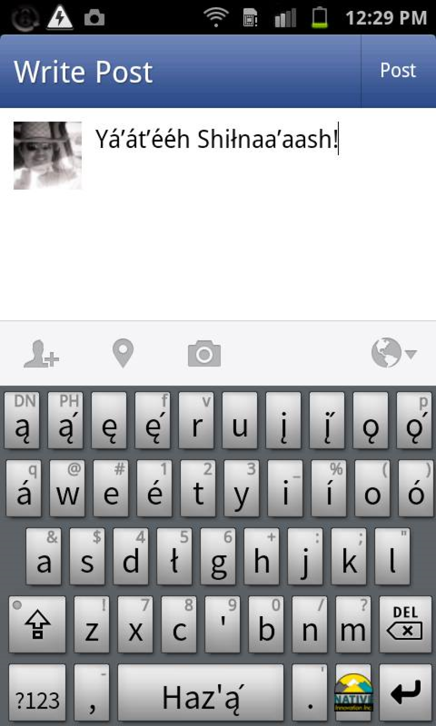 The Navajo Keyboard app for Android digital devices.