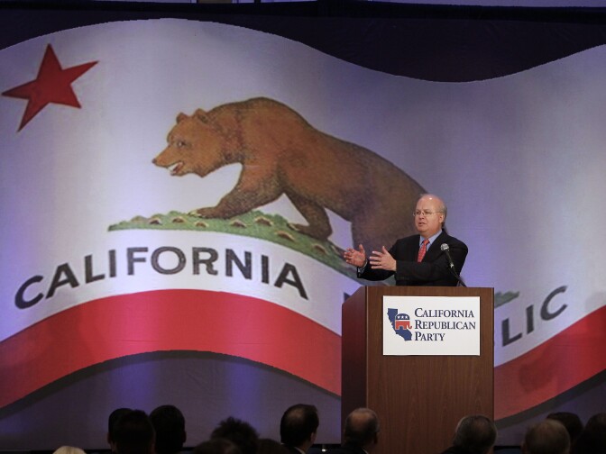 Republican strategist Karl Rove speaks at a luncheon at the California Republican Party convention,  in Sacramento, Calif., Saturday, March 2, 2013.  Rove told California Republicans to "get off the mat", and to find candidates to reflect the party's diversity.  