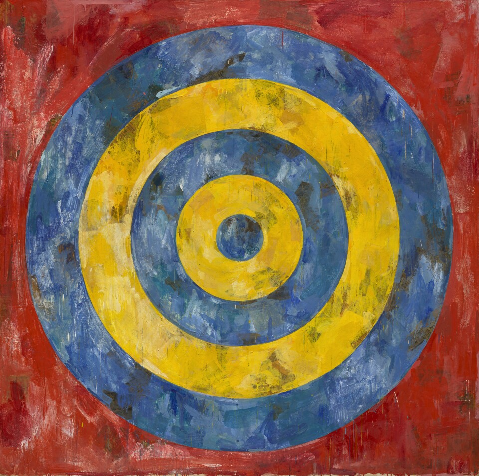 Jasper Johns, Target, 1961. Encaustic and collage on canvas. 