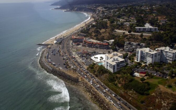 Heavy traffic on Pacific Coast Highway near Sunset Boulevard as drivers try to find alternative ways around the 405 freeway closure during Carmageddon on Sept. 29, 2012 in Los Angeles.