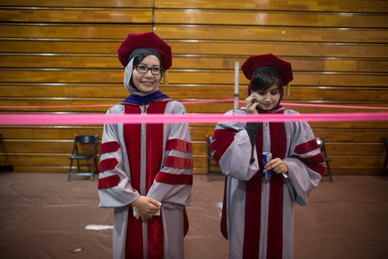 Munira Akhunzada and Shasmi Maqsoudi came to Southern California to study American law, as part of a U.S. State Department sponsored program with Afghanistan to send Afghan attorneys to American for more legal education and training.