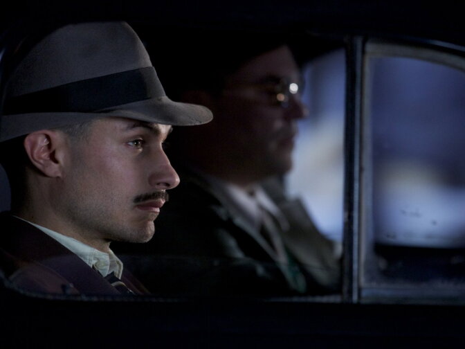 Gael García Bernal and Diego Muñoz in "Neruda."

