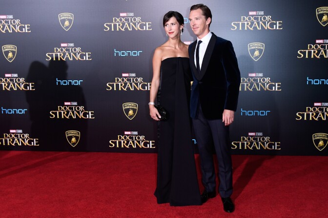 HOLLYWOOD, CA - OCTOBER 20:  Benedict Cumberbatch and Sophie Hunter attend the premiere of Disney and Marvel Studios' "Doctor Strange" at the El Capitan Theatre on October 20, 2016 in Hollywood, California.  (Photo by Frazer Harrison/Getty Images)
