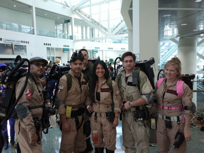 A group of fans dressed as Ghostbusters at Comikaze 2012.