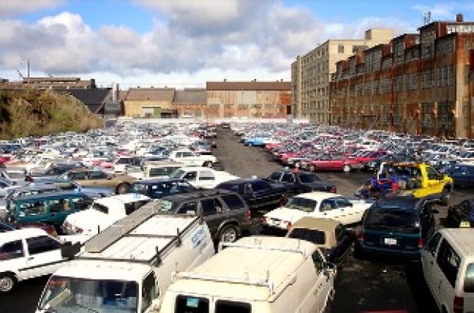 A police impound lot in San Francisco, CA.