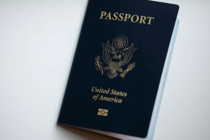 United States of America Passport booklet against a white background.