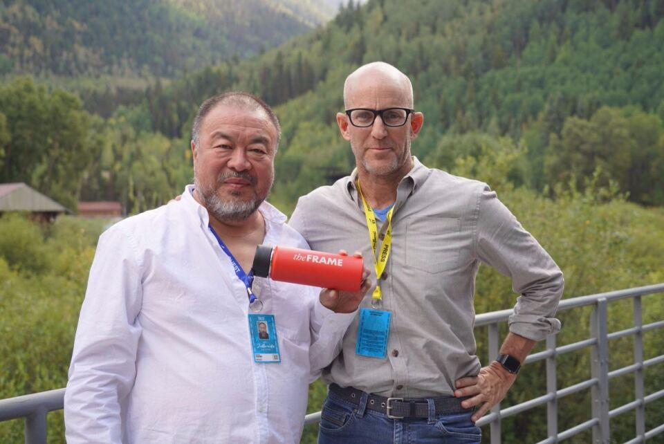 Chinese artist Ai Wei Wei and Frame host John Horn at the Telluride Film Festival on September 3, 2017.