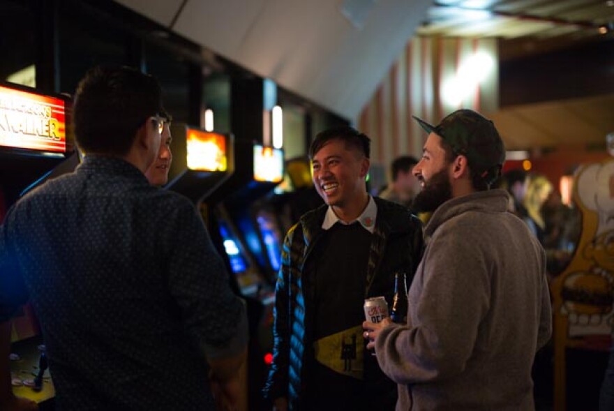 Nguyen Tran socializes in his Echo Park restaurant, Starry Kitchen.