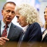 L.A. Schools Superintendent Austin Beutner talks with Los Angeles County Director of Public Health Barbara Ferrer during a press conference on Thursday, March 12, 2020.