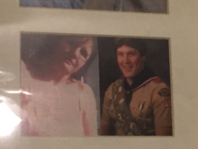 At right, Michael Bullers shown after earning the rank of Eagle Scout as a teenager. Bullers later joined the Navy but was kicked out for drug use in 1993 and spent the next 22 years homeless.
