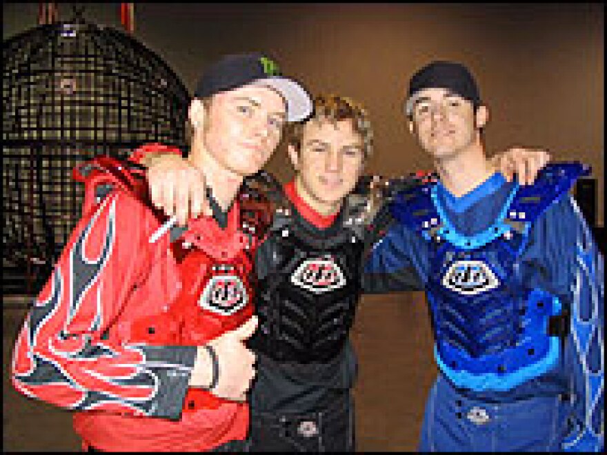 The "Boss Brothers" stunt-riding team. From left: Brandon Landers, Preston Landers and Dusty Hipps.