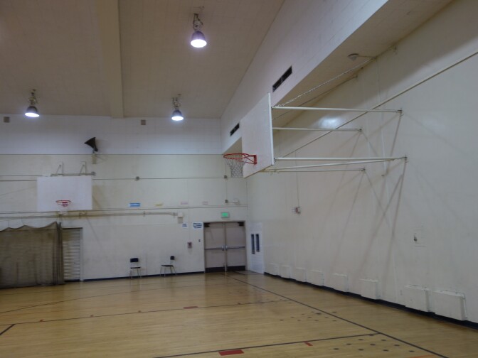 The gymnasium at Olive Vista Middle School is built of tilt-up concrete slabs, and is due to be torn down and replaced by 2019 as part of a $41 million project on campus.