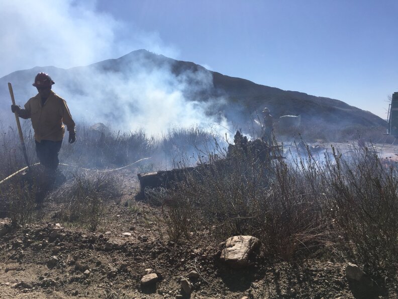 Pile burning at City Creek Fire Station on Highway 330 between Running Springs and Highland on Tuesday, February 20, 2018.
