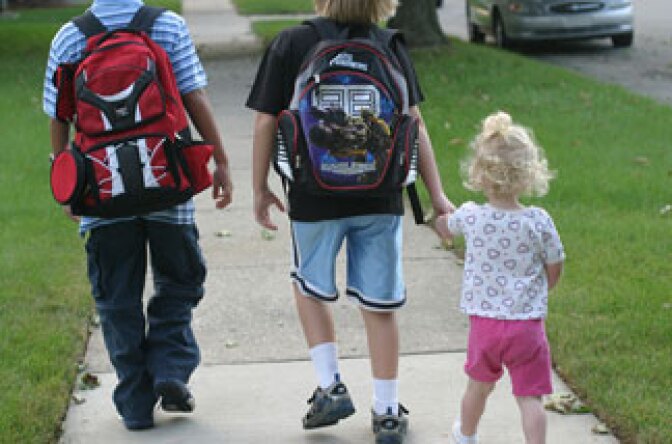Kids walking to school