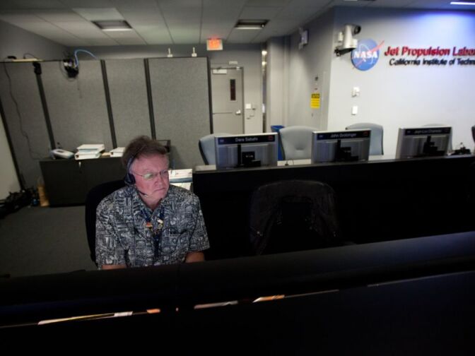 Bob Wendlandt, a ground system data analyst at the Jet Propulsion Laboratory in Pasadena, works in the facility's Mission Support Area on Thursday, July 2.