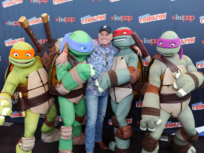 NEW YORK, NY - OCTOBER 12:  Rob Paulsen and Nickelodeon's Teenage Mutant Ninja Turtles attend the 2013 New York Comic Con at Javits Ceter on October 12, 2013 in New York City.  (Photo by Craig Barritt/Getty Images for Nickelodeon)