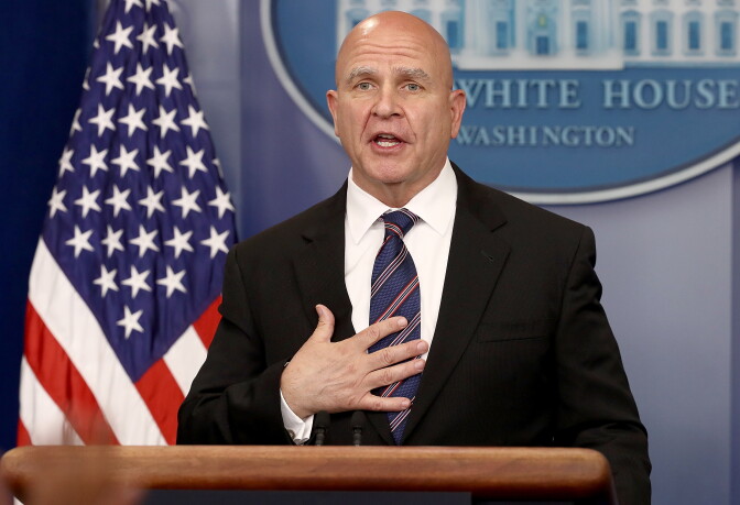File: National Security Adviser H.R. McMaster answers questions during a press briefing at the White House May 16, 2017 in Washington, D.C.