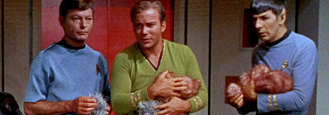 Tribbles, tribbles, everywhere!  A shot from the original 1967 "Star Trek" episode, written by Gerrold.  