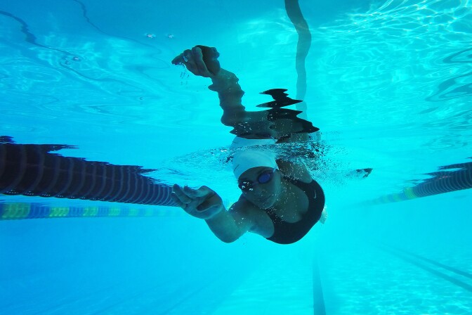 Baylee Dominguez of Los Angeles swims laps at the Glassell Park Pool on Friday, Sept. 12 during a the start of  heat wave that hit Southern California this week.