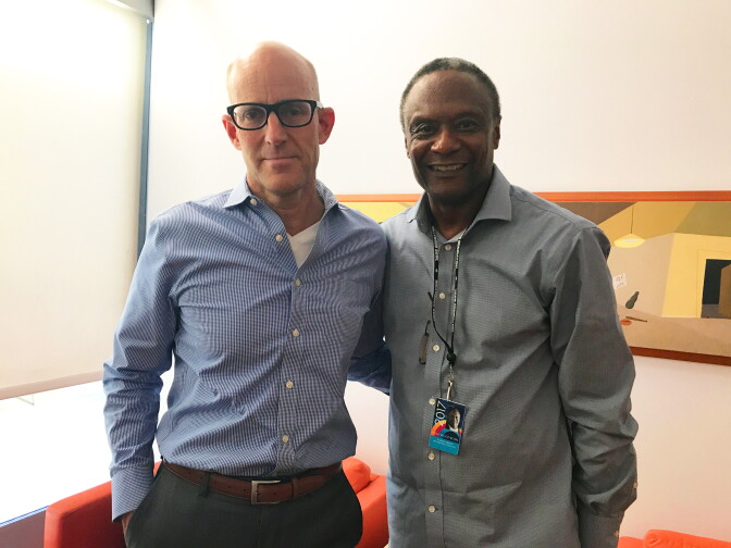 John Horn with the Hollywood Bowl Orchestra Principal Conductor Thomas Wilkins.