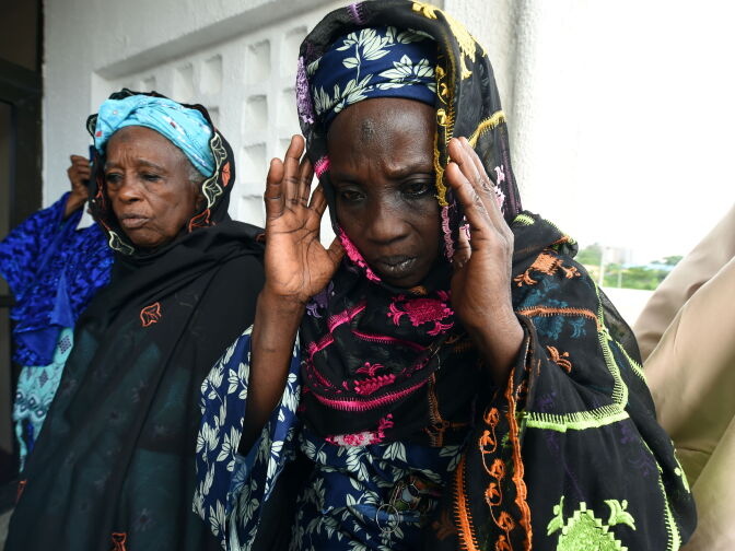 Muslim women take part in the Eid al-Fitr prays at the Syrian Mosque, at the Ikoyi district, in Lagos, on June 25, 2017.
Eid al-Fitr festival marks the end of the holy Muslim fasting month of Ramadan during which devotees are required to abstain from food, drink and sex from dawn to dusk. / AFP PHOTO / PIUS UTOMI EKPEI        (Photo credit should read PIUS UTOMI EKPEI/AFP/Getty Images)