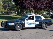 A cruiser with the San Bernardino County Sheriff's Department