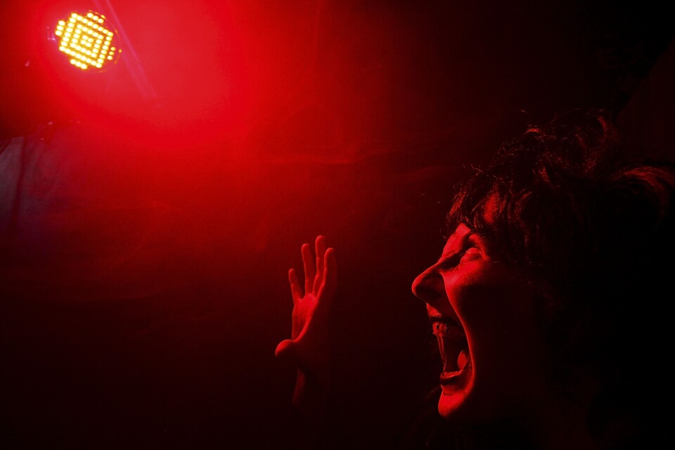 A performer prepares to scare show crowds in the Hollywood Horrors tent during the Royal Easter Show at Sydney Olympic Park on April 15, 2011 in Sydney, Australia.