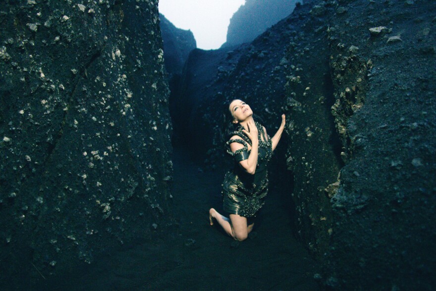 "Bjork. Still from "Black Lake," commissioned by The Museum of Modern Art, New York, and directed by Andrew Thomas Huang, 2015.