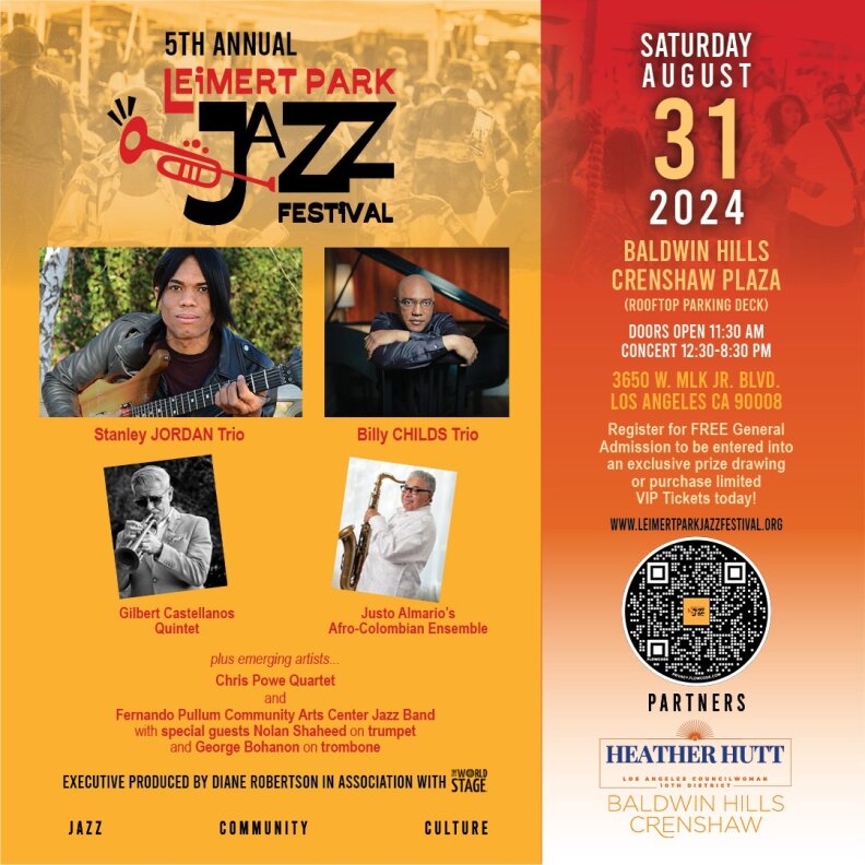 Orange flyer of the 5th annual Leimert Park Jazz Festival 