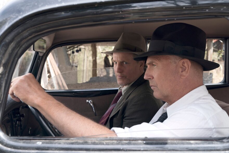 Woody Harrelson and Kevin Costner in the Netflix movie "The Highwaymen" directed by John Lee Hancock.