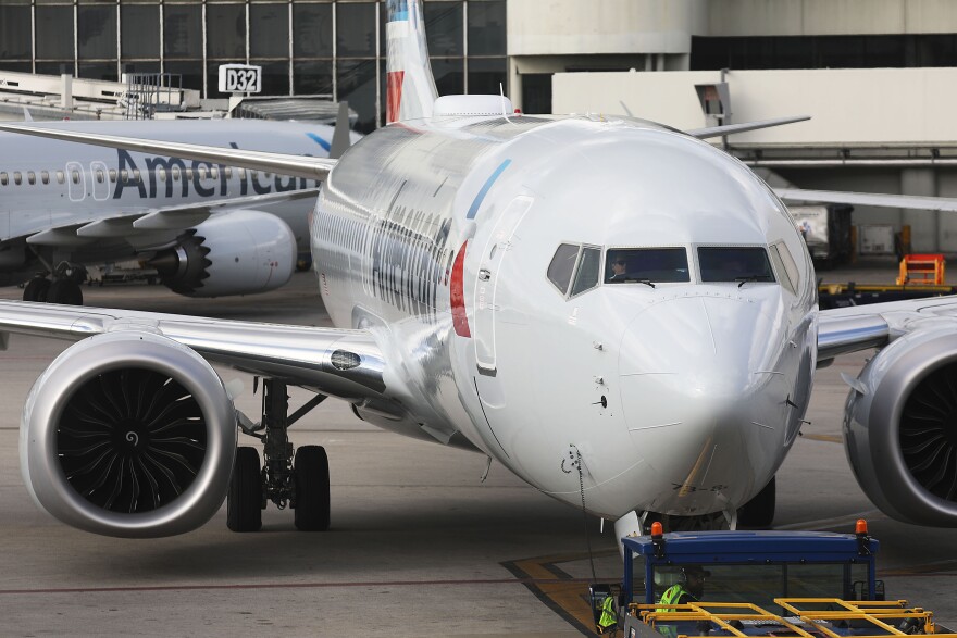MIAMI, FL - MARCH 13: An American Airlines Boeing 737 Max 8 pulls into its gate after arriving at the Miami International Airport from Saint Thomas on March 13, 2019 in Miami, Florida. American Airlines is reported to say that it will ground its fleet of 24 Boeing 737 Max planes and it plans to rebook passengers after the Federal Aviation Administration grounded the entire United States Boeing 737 MAX fleet. (Photo by Joe Raedle/Getty Images)