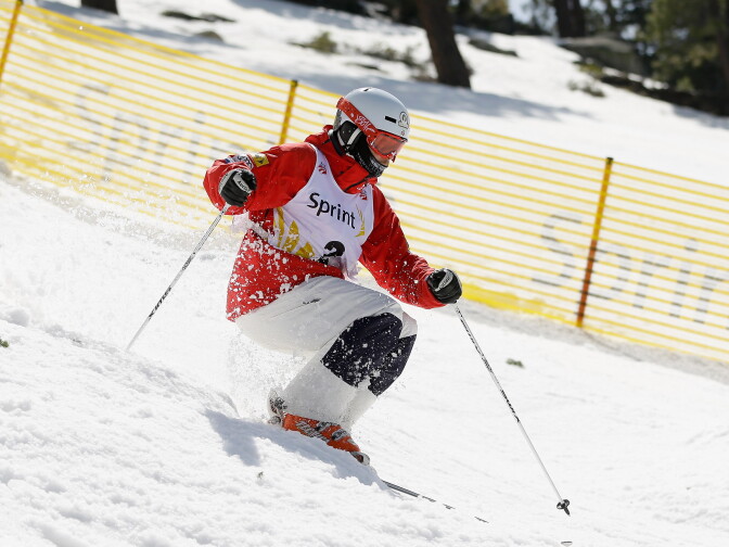 SOUTH LAKE TAHOE, CA - MARCH 29:  Bradley Wilson competes in the Men's Moguls at the U.S. Freestyle Moguls National Championship at Heavenly Resort on March 29, 2013 in South Lake Tahoe, California.  Wilson won the event.  (Photo by Ezra Shaw/Getty Images)